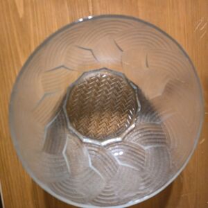 Vintage Glass Serving Bowl Mid 90s Basket Weave Textured Pattern